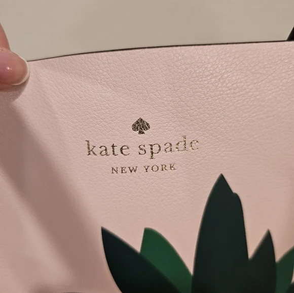 - Kate Spade Pink and Green Tote with Tropical Design - Picture 2 of 14